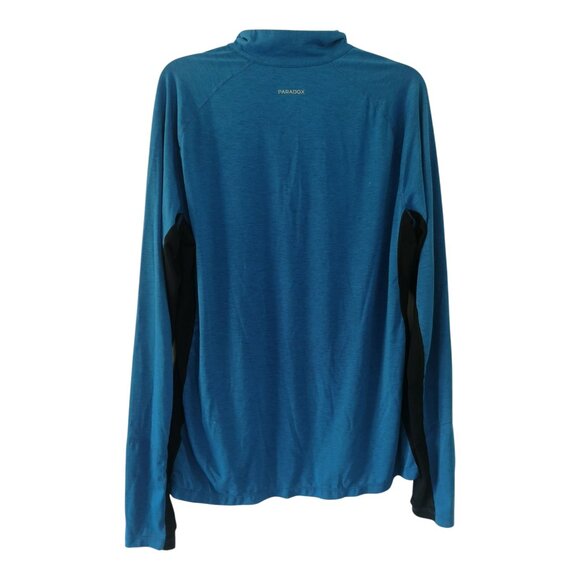 Paradox Blue Black Long Sleeves Athletic Quater Zip Meriono Shirt Pullover - Picture 3 of 5
